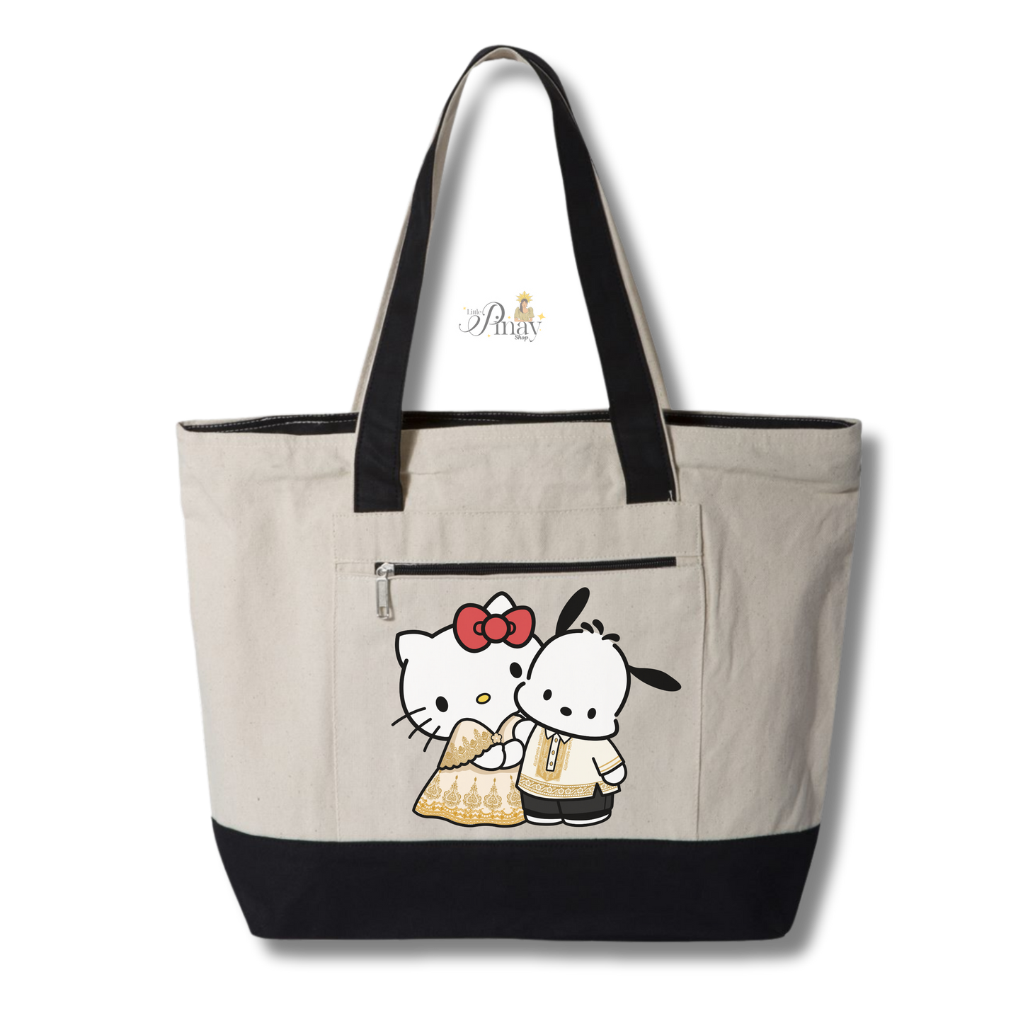 Kitty and Pochacco in Filipino Traditional Outfit Zippered Tote Bag