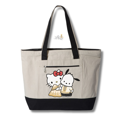 Kitty and Pochacco in Filipino Traditional Outfit Zippered Tote Bag