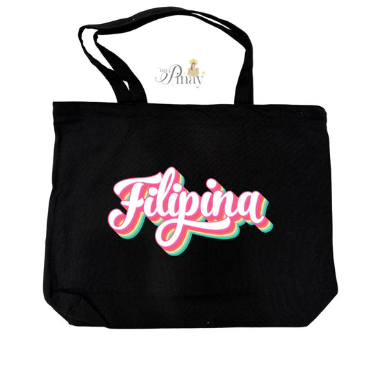 Filipina Retro Graphic Zippered Tote Bag