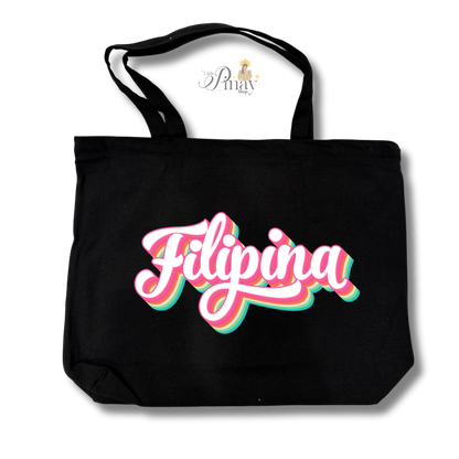 Filipina Retro Graphic Zippered Tote Bag