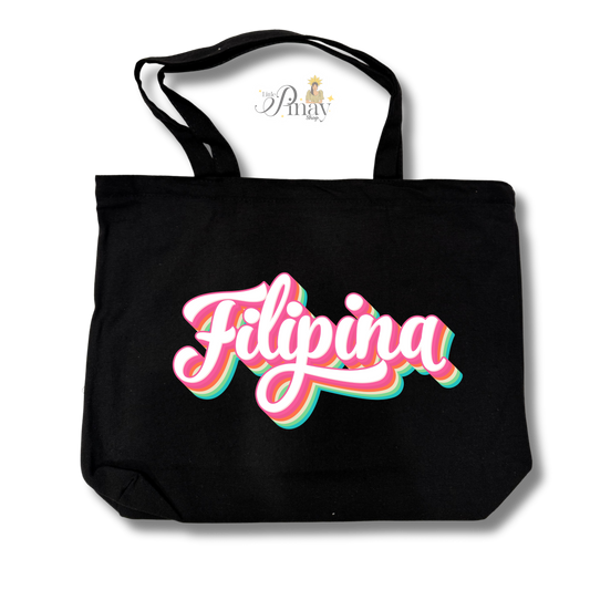 Filipina Retro Graphic Zippered Tote Bag