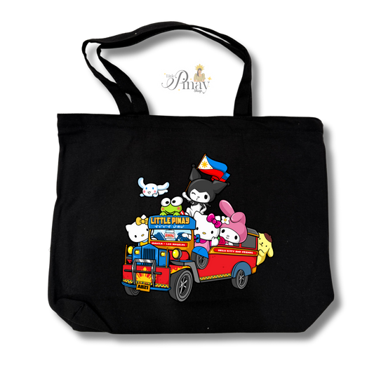 Kawaii Jeepney Friends Zippered Tote Bag