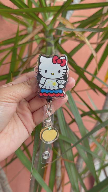 Kitty Pamaypay ID Badge Reel w/ Pamaypay Dangling Charm ( Alligator Clip )