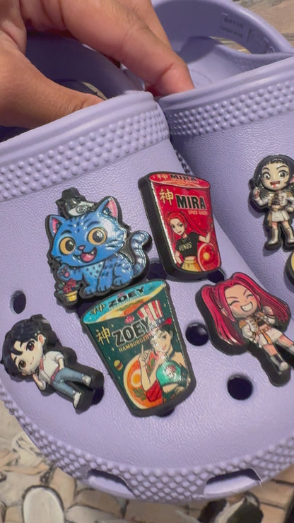 K-Pop Demon Hunters Croc Charms Set • Ramen Cup Charms • Trendy Character Jibbitz Pack for Crocs