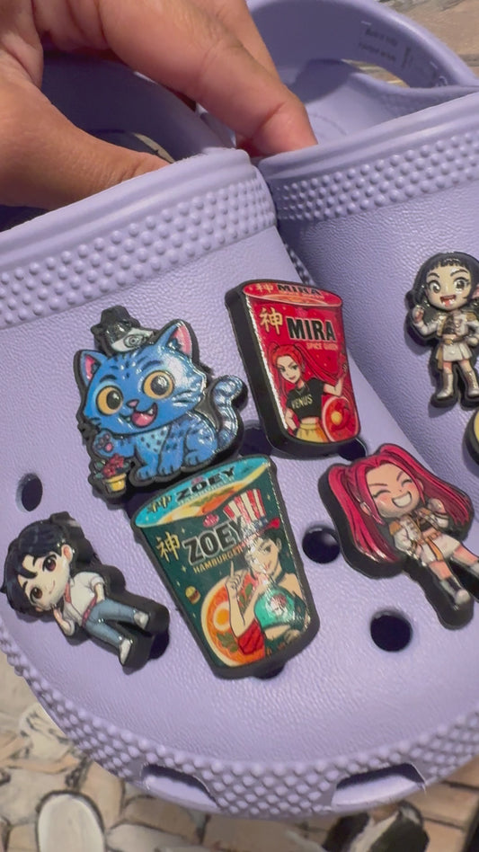 K-Pop Demon Hunters Croc Charms Set • Ramen Cup Charms • Trendy Character Jibbitz Pack for Crocs