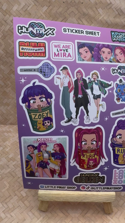 ✨ Kpop Demon Hunters – Waterproof Vinyl PVC Sticker Sheets (5.2” W × 7.5” H)