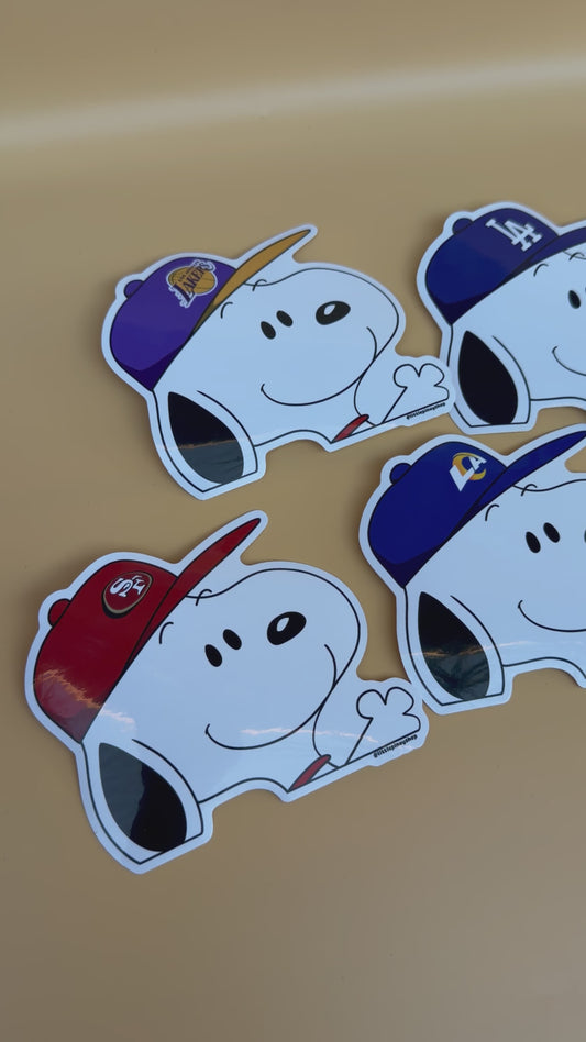 Snoopy Sports Team Stickers ⚡🏀⚾🏈 | Waterproof UV Vinyl | 4” Wide