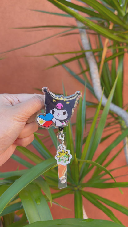 Kuromi Heart Ph Flag ID Badge Reel ( Alligator Clip )