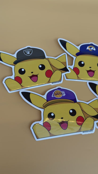 Pikachu Sports Team Stickers ⚡🏀⚾🏈 | Waterproof UV Vinyl | 4” Wide
