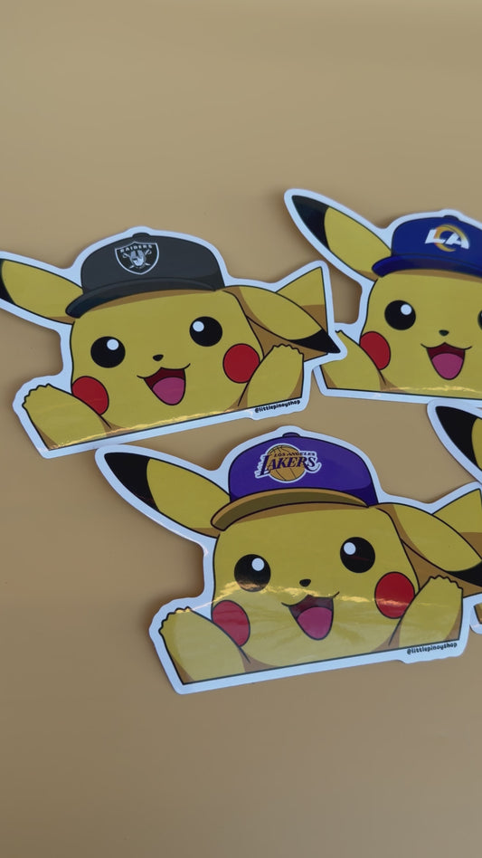 Pikachu Sports Team Stickers ⚡🏀⚾🏈 | Waterproof UV Vinyl | 4” Wide
